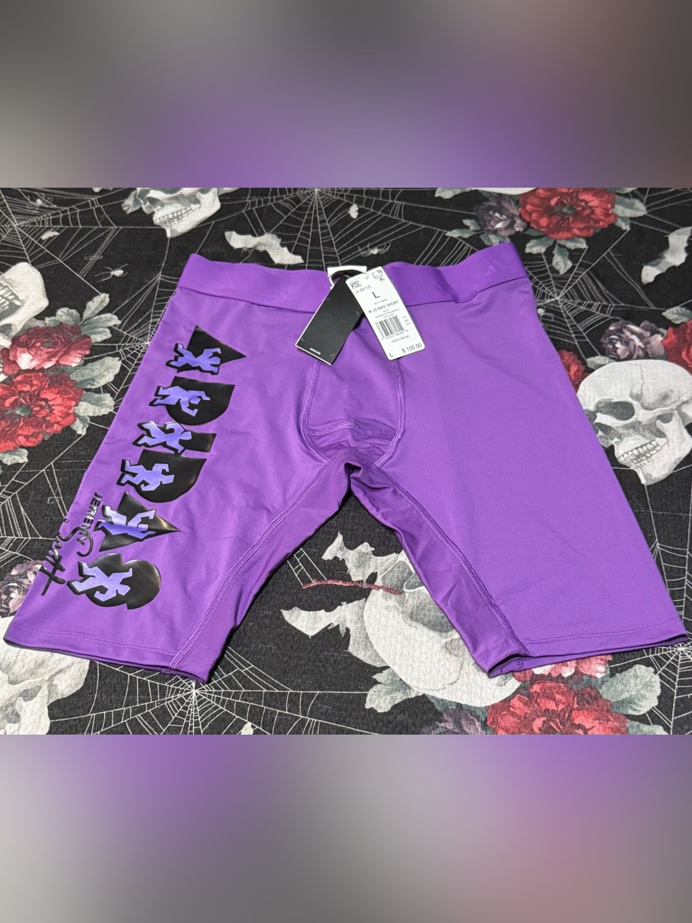 NWT ADIDAS JEREMY SCOTT PURPLE/BLACK 8.5” TRAINING BIKE SHORTS SIZE MENS M OR L